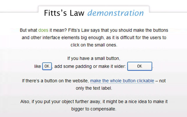 Fitts Law in Web Design