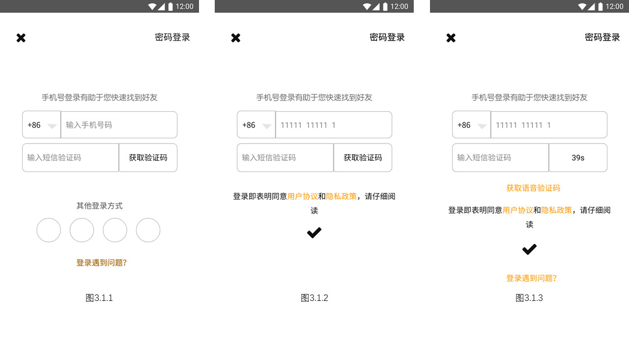 手机号注册登录页二 功能需求偷个懒略了.