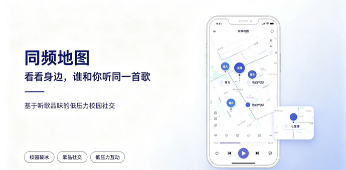 音乐软件功能or新型轻社交软件策划：“同频地图”，用歌品打造低压力社交