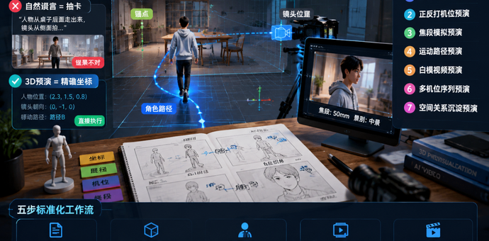 减少AI视频抽卡的7种3D预演技术，从人物走位到镜头调度一次讲透