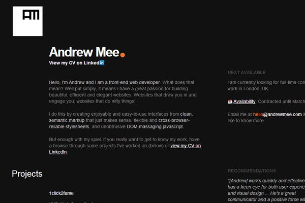Andrew Mee United Kingdom London portfolio freelance designer