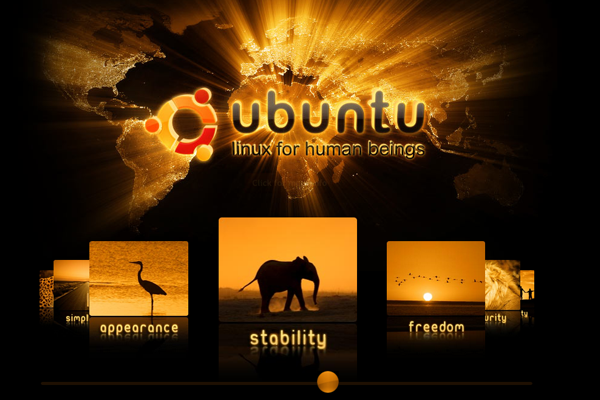 clean dark website layout Linux Ubuntu history