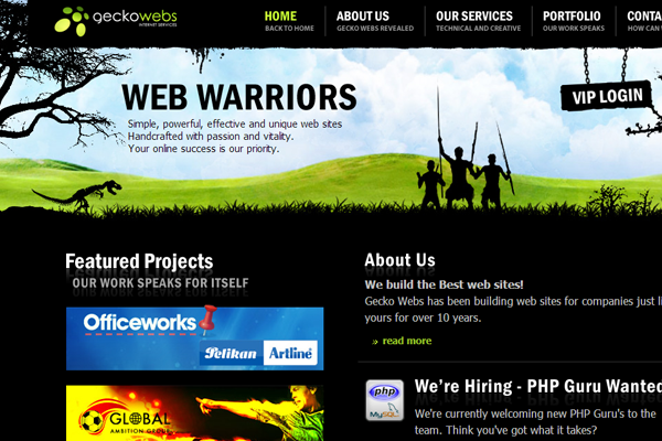 green black dark website interface GeckoWebs