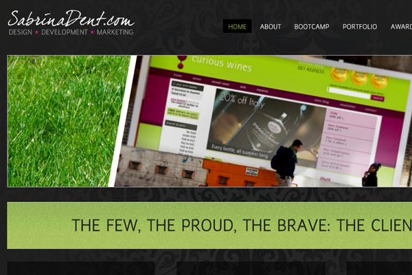 sabrina dent website layout design portfolio