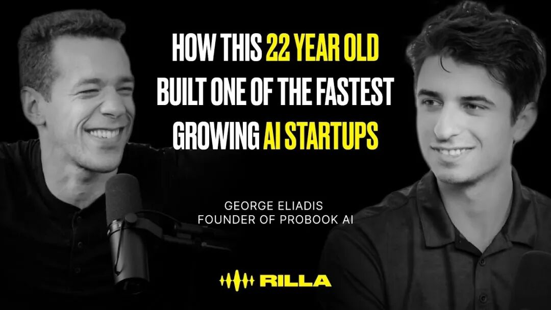George Eliadis 在 Rilla Labs 播客里讲 Probook 是怎么做出来的,那时他 22 岁。图片来自 Rilla 的 YouTube 频道