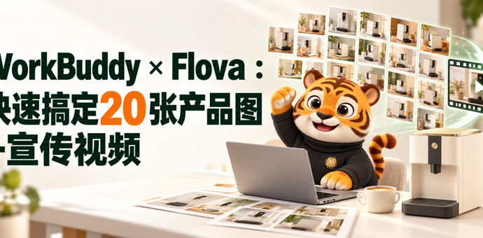 WorkBuddy × Flova ：快速搞定20张产品图+宣传视频
