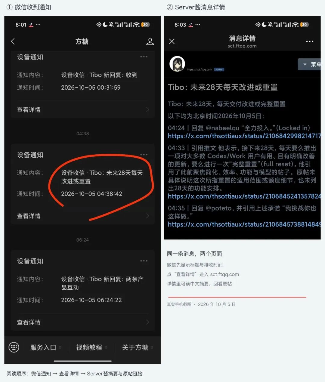 图1|微信通知与 Server酱详情