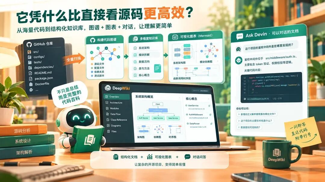 DeepWiki 核心能力主题插画