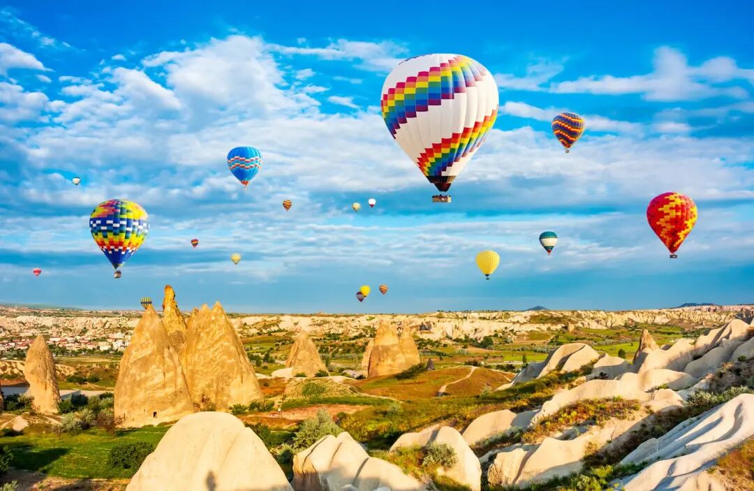 The great tourist attraction of Cappadocia - balloon flight. Cappadocia is known around the world as one of the best places to fly with hot air balloons. Goreme, Cappadocia, Turkey. Travel concept. Artistic picture. Beauty world.nown around the world as o