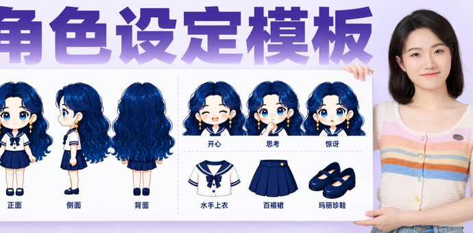 角色设定图提示词合集分享！码住随时用。