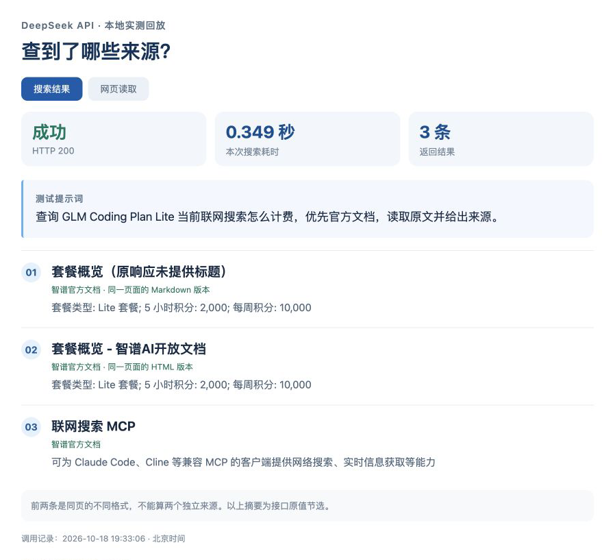 真实响应的阅读视图:3 条搜索结果,前两条为同页不同格式