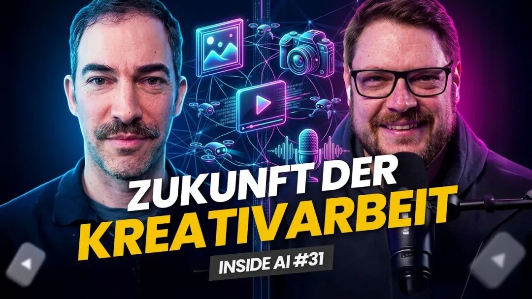 Fabian Stelzer 在德国 Fraunhofer IEM 的播客《INSIDE AI》第 31 期里,谈 Glif 和创意工作的未来。图片来自该播客的 YouTube 频道