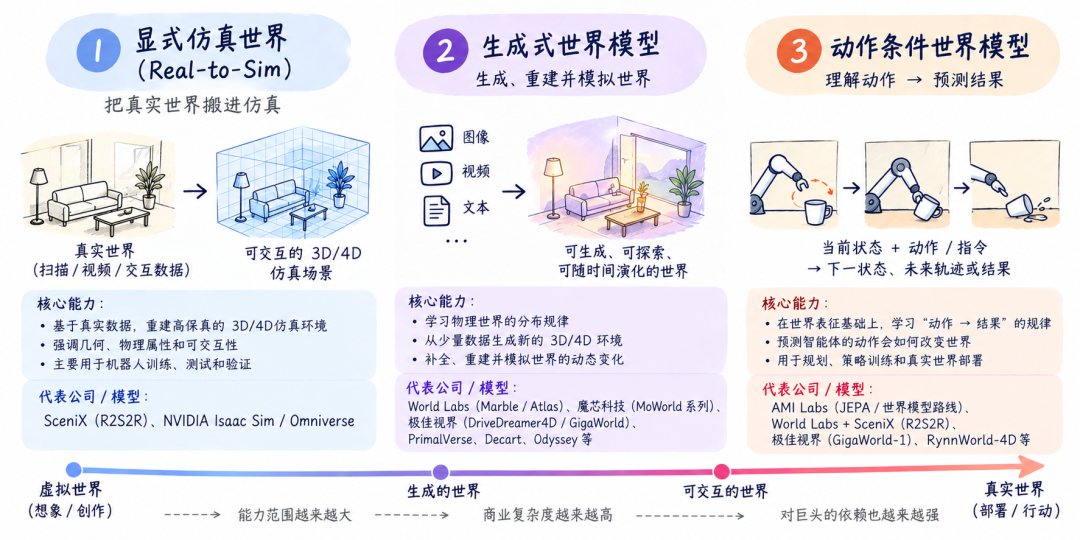 原稿配图:世界模型技术路线对比