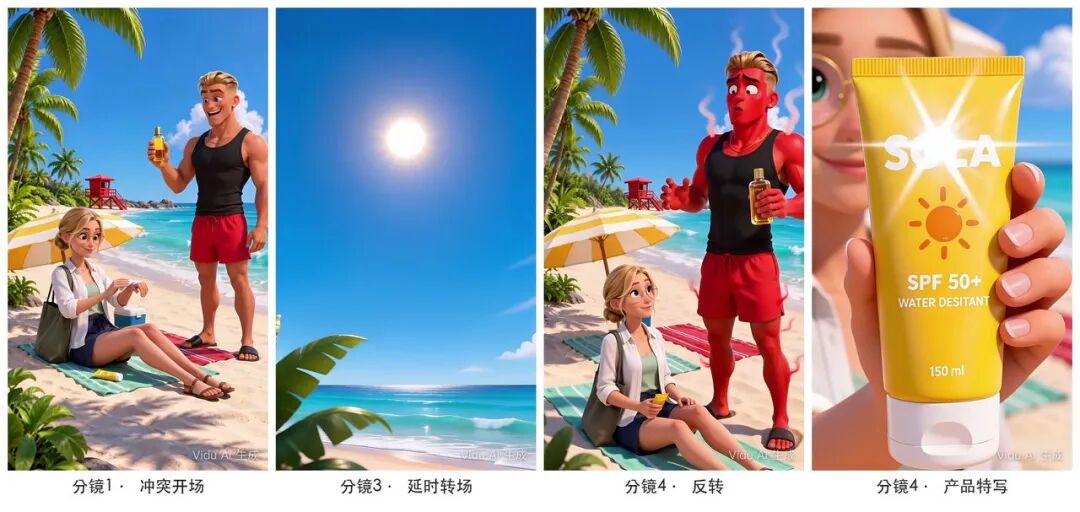 一段 8 秒里切了 4 个镜头:冲突开场、延时转场、反转、产品特写